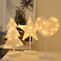 Miniatyrbillede 3 af 5: LED Stjerne Rattan Hul Form Bordlampe Juledekoration size2