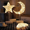 Miniatyrbillede 4 af 5: LED Stjerne Rattan Hul Form Bordlampe Juledekoration size5