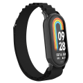 Miniatyrbild 3 av 5: Nylon armband för Xiaomi Smart Band 8 Justerbar ersättningsarmband med svart kontakt Black