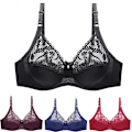 Miniatyrbild 2 av 5: Spets sexig bh för kvinnor, enfärgad, urringad underkläder, kvinnor, ultratunn, tjock c d-kupa, soutien gorge, plus size, underkläder White 80c