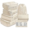 Miniatyrbild 1 av 4: Packningskuber Resväska Packningsorganisatörer Set Med Toalettväska (7 st) Beige