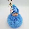 Miniatyrbillede 3 af 4: Vedhæng Baby Kæder Tasker Nøgleringe Sød Dukke Nøglevedhæng Sovende Nøgleringe Pung Id (himmelblå pink, One Size)