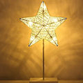 Miniatyrbillede 2 af 5: LED Stjerne Rattan Hul Form Bordlampe Juledekoration size5