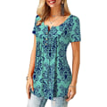 Miniatyrbillede 2 af 4: Dame Skjorter Flæse Løs Knap Tunic Toppe Til Kvinder Skyblue XL