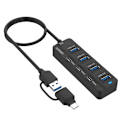 Miniatyrbild 2 av 5: 7-i-2 USB/Type-C HUB-adapter 4 USB 3.0 + 3 USB-C Dockningsstation 5 Gbps datakonverter