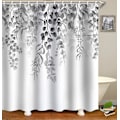 Miniatyrbillede 1 af 5: Bruseforhæng, Badeværelsesforhæng med 12 Kroge, Vandtæt Polyester Grey Eucalyptus