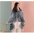 Miniatyrbillede 5 af 5: Mørkegråt ternet tæppe, dobbeltsidet fleece- og plys-tæppe til seng, sofa, bil, stue, soveværelse, vintervarmt multifunktionelt tæppe, kappe, sjal med knap Ch