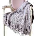 Miniatyrbillede 1 af 5: Strikket Tæppe Kvast Seng Polering Solid Nordisk Plaid Polering Mode Tæppe Blød Sofa Polering Dekorativt Sengetæppe Hellgrau
