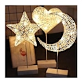 Miniatyrbillede 3 af 5: LED Stjerne Rattan Hul Form Bordlampe Juledekoration size4