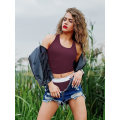 Miniatyrbillede 5 af 5: 4 Stykker Basic Trænings Crop Tanktoppe Ærmeløse Racerback Sport Tanktop Style 2 L