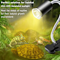 Miniatyrbillede 2 af 7: Akvarie Varmelampe Skildpaddelys med Klemme, 2 UVA UVB Pærer (50W), Justerbar Holder til Sollampe, Lyslampe Kæledyrsopvarmning Firben Slange Reptil Skildpadder