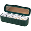 Miniatyrbild 1 av 3: Hushållssäsongsbox Uppdelad 4-i-1 Säsongsförsegling Set, Hushåll Fuktsäker Kökskryddbox Med Lock Grön