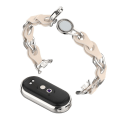 Miniatyrbild 1 av 5: För Xiaomi Smart Band 8 Magnetiskt klockarmband Äkta kohud+Aluminiumlegering kedjearmband Starlight
