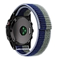 Miniatyrbild 1 av 5: För Garmin Tactix 7 Pro/Fenix 7X/Fenix 6X Pro 26mm Sömnad Klockarmband Justerbar Nylon Loop Green Blue