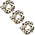 Pikkukuva 1 / 5: Leopardikuvioiset hiusdonitsit, eläinkuvioiset donitsit, 3 kpl poninhäntäpidikkeitä White  Black dot