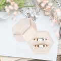 Miniatyrbillede 5 af 5: Velvet Ringæske Hexagon Ringholder Par Ringæske Dobbelte Slidser Smykkeudstillingsæske Til Forlovelse, Bryllupsceremoni
