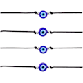 Miniatyrbild 1 av 5: Handgjorda 12 st onda ögat armband pack bulk set kvinnor män onda ögat fotled smycken skydd armband svart röd sträng pojkar och flickor 4Pcs Black Silver