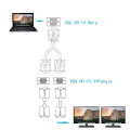 Miniatyrbilde 2 av 5: VGA Monitor Y-splitterkabel, VGA 1 hann til dobbel 2 VGA hunn adapter konverter videokabel for skjermduplisering - 0,3 meter (blå)