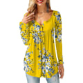 Miniatyrbilde 1 av 4: Dame Skjorter Ruffle Løs Knapp Tunic Topper For Kvinner Yellow M