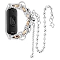 Miniatyrbilde 1 av 4: Erstatningsarmbånd for Xiaomi Mi Band 7, to rader armbånd i rustfritt stål, smartklokkearmbånd Silver Gold