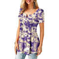 Miniatyrbilde 2 av 3: Dame Skjorter Ruffle Løs Knapp Tunic Topper For Kvinner Tiedyedpurple XXL