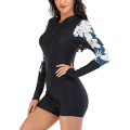 Miniatyrbillede 3 af 5: Dame Heldragt Badedragt Langærmet Rash Guard Dame Våddragt Atletisk Black 2939 M