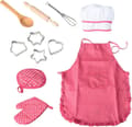 Lek med kockkläder och kökstillbehör, 11 delar leksaksset, perfekt present (rosa)