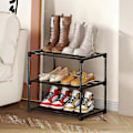 Miniatyrbilde 2 av 5: Sko-hylle med 3 nivåer, plassbesparende skooppbevaring, metallhylle, enkel montering og solid design, stablebar skohylle, for gang, stue