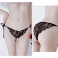 Pikkukuva 4 / 5: Seksikkäät pitsiset G-string alushousut naisille, kukkakirjailtuja alusvaatteita rusettinauhalla, mukavat matalavyötäröiset stringit, solmittavat sivut, hengittävät