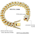 Miniatyrbillede 3 af 5: Cuban Links Kæde 13mm Iced Out Cuban Link Halskæde Guld Sølvbelagt Halskæder Kæde Diamantkæde Hip Hop Smykker Gave