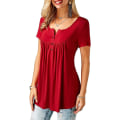 Miniatyrbillede 2 af 4: Dame Skjorter Flæse Løs Knap Tunic Toppe Til Kvinder Red B L
