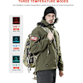 Pikkukuva 4 / 5: Dewbu Lämmitetty Takki 12V Akulla Talvi Ulkoilu Soft Shell Sähkölämmitteinen Takki Khaki XL