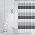 Miniatyrbillede 3 af 5: Bruseforhæng Grønt Skimmelsikkert Vandafvisende Fugle Blomster Badeværelse Grey Stripe