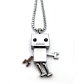 Miniatyrbillede 1 af 4: Lille Sød Robot Halskæde Til Mænd, Bevægelig Robot Vedhæng Halskæde Med 27.6 Kæde, Punk Rock Robot Amulet Halskæde, Hip Hop Halskæde, Cool Smykkegave
