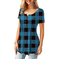 Miniatyrbillede 2 af 4: Dame Skjorter Flæse Løs Knap Tunic Toppe Til Kvinder Blue L