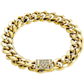 Miniatyrbild 1 av 4: Hip Hop 14k Guldpläterad Miami Cuban Link Armband Med Isbitar Simulerade Labbdiamanter Spänne För Män Kvinnor