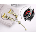 Miniatyrbillede 3 af 3: Urrem i rustfrit stål med perledekoration til Samsung Galaxy Watch 5 44mm med PC beskyttelsesramme Gold Transparent  Watch Frame