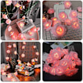 Miniatyrbild 4 av 5: LED-rosblomster ljusslinga, inomhus vit blomster ljusslinga romantisk batteridriven ljusslinga för inomhus utomhus trädgårdsdekorationer