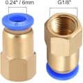 Miniatyrbillede 4 af 4: 1/8 G Lige Hun Gevind 6mm Push Pneumatisk Hurtigkobling 5 stk