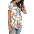 Miniatyrbilde 3 av 5: Dame Vår-sommer Henley Skjorter Knapp Tunic Topper 2023 Casual Kort Erm Bluse T Firework L