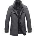 Miniatyrbild 1 av 5: Herr vinter kappa slim fit enkelknäppt kort ulljacka ylle trenchcoat Grey L