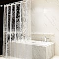 Miniatyrbillede 5 af 5: Skimmelsikker bruseforhæng 180 x 200 cm semi-transparent badeforhæng Eva vandtæt vaskbart 3d badeforhæng med 12 ringe badeværelsesforhæng PVC-fri