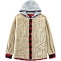 Miniatyrbilde 3 av 5: Rutete bomullsjakke for menn, fleeceforet flanellskjorte, Sherpa-jakke med knapper og hette for menn Red XL
