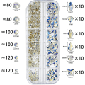 Miniatyrbilde 2 av 5: 660 stk. AB Klar Himmelblå Glitrende Bling 3D Rhinestones for Neglekunst DIY Håndverk Skinnende Flat Back Glass Krystallsteiner Sett Juveler Neglepynt (60 stk. Mult
