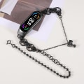 Miniatyrbild 2 av 4: Två rader rostfritt stål klockarmband för Xiaomi Mi Band 3/4 ersättningsarmband handledsrem Black