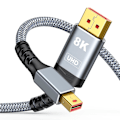 Miniatyrbillede 1 af 5: Mini Dp Til Dp 1.4 Kabel 2m 8k@60hz Nylon Flettet - Thunderbolt Macbook Skærm