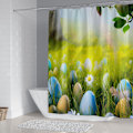 Miniatyrbillede 2 af 4: Påske Bruseforhæng 180*200 Cm, Forårs Bruseforhæng Vandtæt Polyester Bruseforhæng Med 12 Kroge Til Juledekoration