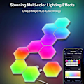 Miniatyrbillede 3 af 5: LED Hexagon Væglampe Smart Modulær RGBIC Honeycomb Lampe med APP Fjernbetjening og Musik Synkronisering USB Drevet Hexagon Computer Gaming Lamper til Spil 10pcs