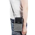 Miniatyrbild 2 av 5: Magnetisk knappsplicing Gird PU läder crossbody väska liten axelväska för resor, dagligt bruk Black