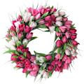 Miniatyrbillede 1 af 5: Tulipan Krans til Hoveddør, 20 tommer Kunstig Tulipan Blomsterkrans med Rattan Base, Forårstulipan Blomsterkrans Blomsterkrans til Forår Sommer Bryllup